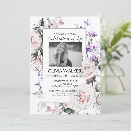 Floral Stilvoll feiern das Leben Einladung (Stehend Vorderseite)