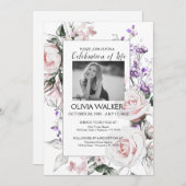 Floral Stilvoll feiern das Leben Einladung (Vorne/Hinten)