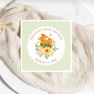 Floral Storybook Fox Babydusche Napkins Serviette