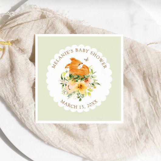 Floral Storybook Fox Babydusche Napkins Serviette