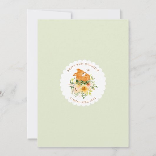 Floral Storybook Fox Oh Baby Boy Dusche Einladung (Rückseite)