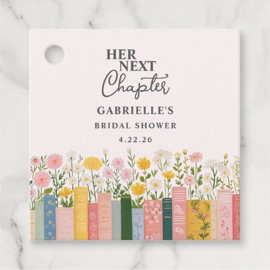 Floral Storybook Ihr nächstes Kapitel Brautparty Geschenkanhänger (Vorderseite)