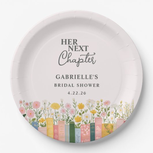 Floral Storybook Ihr nächstes Kapitel Brautparty Pappteller (Vorderseite)