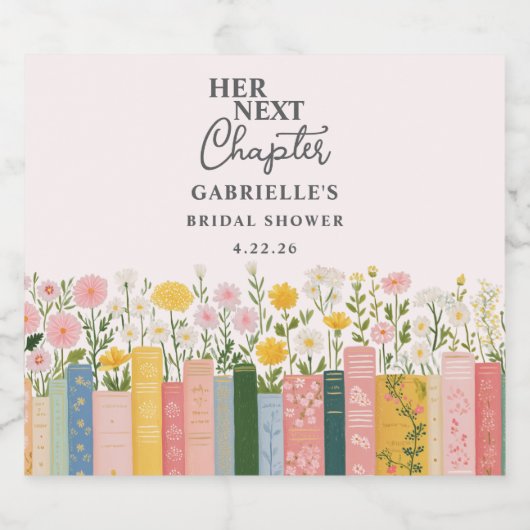 Floral Storybook Ihr nächstes Kapitel Brautparty Schaumweinetikett (Einzelnes Label)