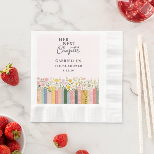Floral Storybook Ihr nächstes Kapitel Brautparty Serviette (Beispiel)