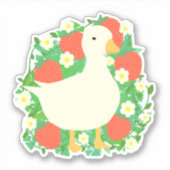Floral Strawberry Goose Duck Aufkleber (Vorderseite)