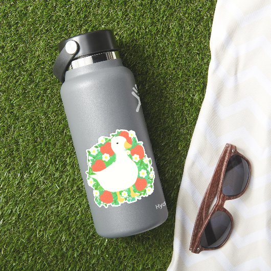 Floral Strawberry Goose Duck Aufkleber (HydroFlask Insitu)