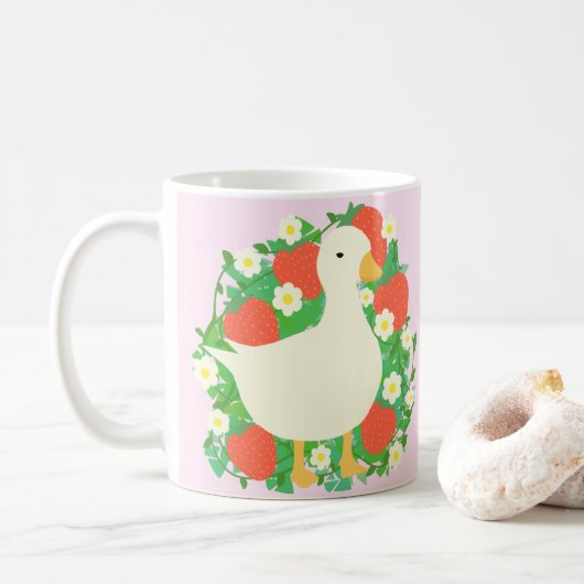 Floral Strawberry Goose Duck Kaffeetasse (Mit Donut)
