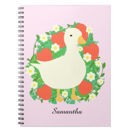 Floral Strawberry Goose Duck Notizblock