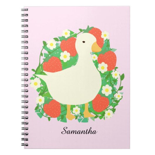Floral Strawberry Goose Duck Notizblock (Vorderseite)