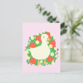Floral Strawberry Goose Duck Postkarte (Stehend Vorderseite)