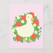 Floral Strawberry Goose Duck Postkarte (Vorderseite)