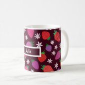 Floral Strawberry personalisiert Kaffeetasse (VorderseiteRechts)
