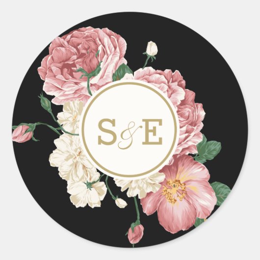 Floral Streifen Vorliebe Sticker / Umschlag Aufkle (Vorderseite)