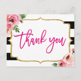 Floral Strichen Dankeschön Note Card Dankeskarte