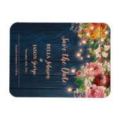 Floral String Lights Rustic Wedding Save The Date Magnet (Horizontal)