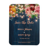 Floral String Lights Rustic Wedding Save The Date Magnet (Vertikal)