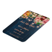 Floral String Lights Rustic Wedding Save The Date Magnet (Linke Seite)