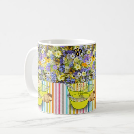 Floral Strip Soup Mug Kaffeetasse (Vorderseite Links)