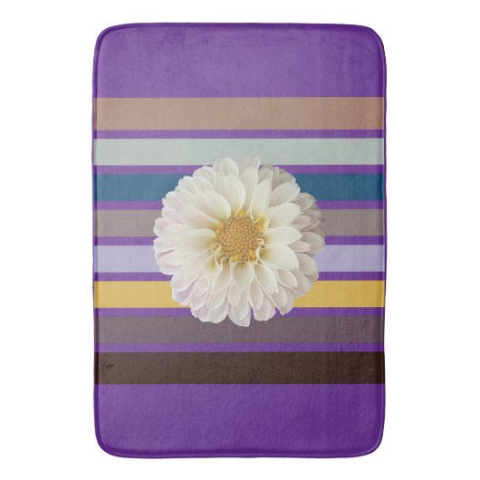 Floral Stripe Botanical Bath Mat Badematte (Vorderseite Vertikal)