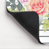 Floral Stripe Muster Trendy Rose Mousepad (Ecke)