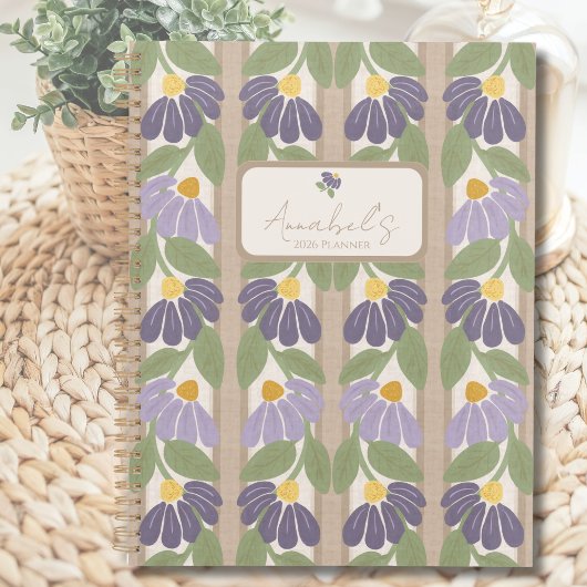Floral Striped Personalized Planner Planer