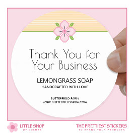 Floral Stripes Business Vielen Dank Runder Aufkleber