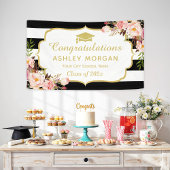Floral Stripes Glam Glückwunsch Grad Graduierungsp Banner