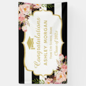 Floral Stripes Glam Glückwunsch Grad Graduierungsp Banner (Vertikal)