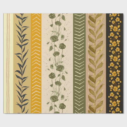 Floral Stripes Paper Geschenkpapier (Flach)