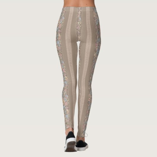 Floral Stripes Pattern – Elegant Repeating Leggings (Rückseite)