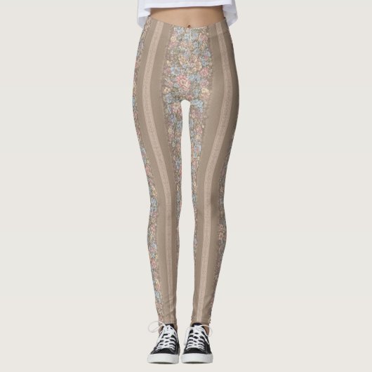 Floral Stripes Pattern – Elegant Repeating Leggings (Vorderseite)