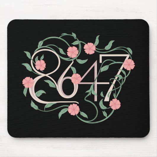 Floral Subtle Anti Trump 8647 86 47 Boho Mousepad (Vorne)