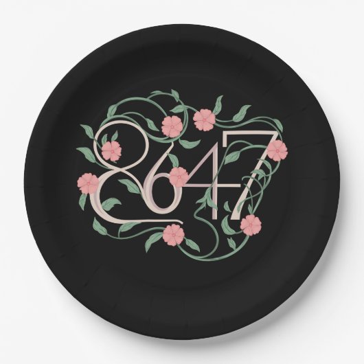 Floral Subtle Anti Trump 8647 86 47 Boho Pappteller (Vorderseite)