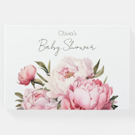 FLORAL SUBTLE SOFT BLUSH PINK PEONIES BABY DUSCHE GÄSTEBUCH