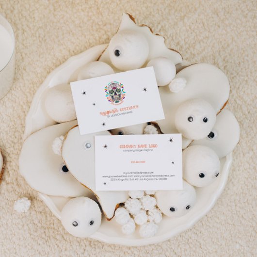 Floral Sugar Skull Burning Business Card Visitenkarte