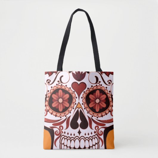 Floral Sugar Skull Day of the Dead Art Tasche (Vorderseite)