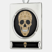 Floral Sugar Skull Dia de los Muertos Banner-Ornament Silber (Links)
