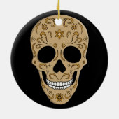 Floral Sugar Skull Dia de los Muertos Keramik Ornament (Hinten)