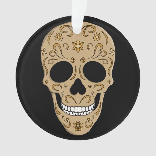 Floral Sugar Skull Dia de los Muertos Ornament (Vorderseite)