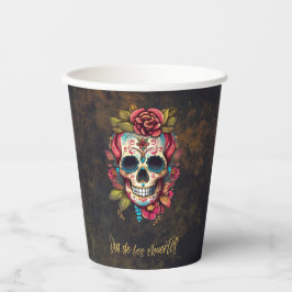 Floral Sugar Skull Dia de los Muertos Party Pappbecher