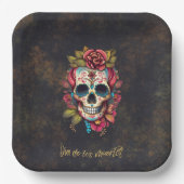 Floral Sugar Skull Dia de los Muertos Party Pappteller (Vorderseite)