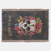 Floral Sugar Skull Día de los Muertos Spanisch Decke (Vorderseite)