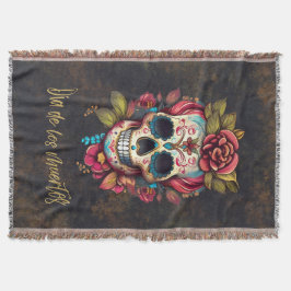 Floral Sugar Skull Día de los Muertos Spanisch Decke