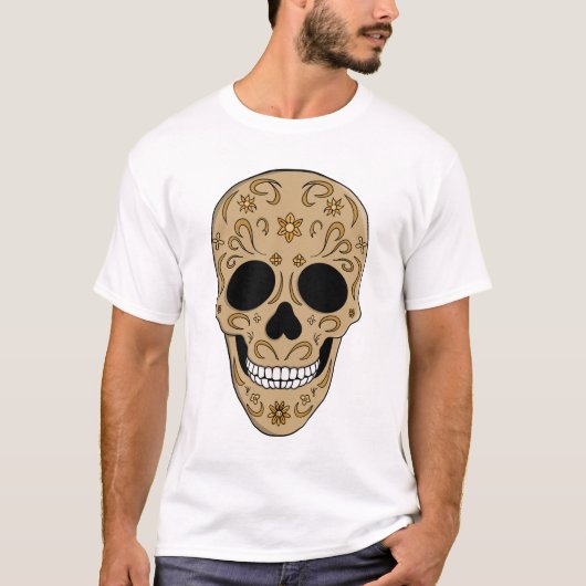 Floral Sugar Skull Dia de los Muertos T-Shirt (Vorderseite)
