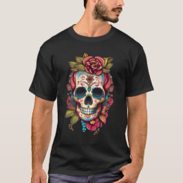 Floral Sugar Skull Día de los Muertos T-Shirt