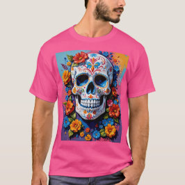 Floral Sugar Skull Día De Los Muertos T-Shirt
