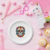 Floral Sugar Skull Dia De Muertos Day of The Dead Pappteller (Party)