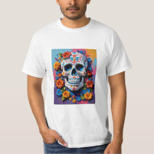 Floral Sugar Skull Fiesta Art T Shirt