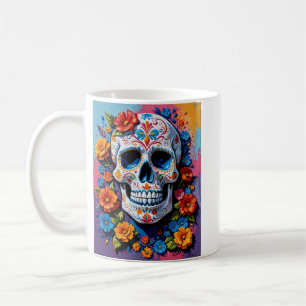 Floral Sugar Skull Fiesta Art T Shirt Kaffeetasse